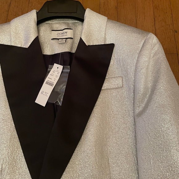 NWT J Crew Collection Willa tuxedo blazer in metallic silver lamé - Picture 3 of 9